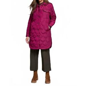 NEW TRIBAL long quilted button up jacket with pockets in plum wine